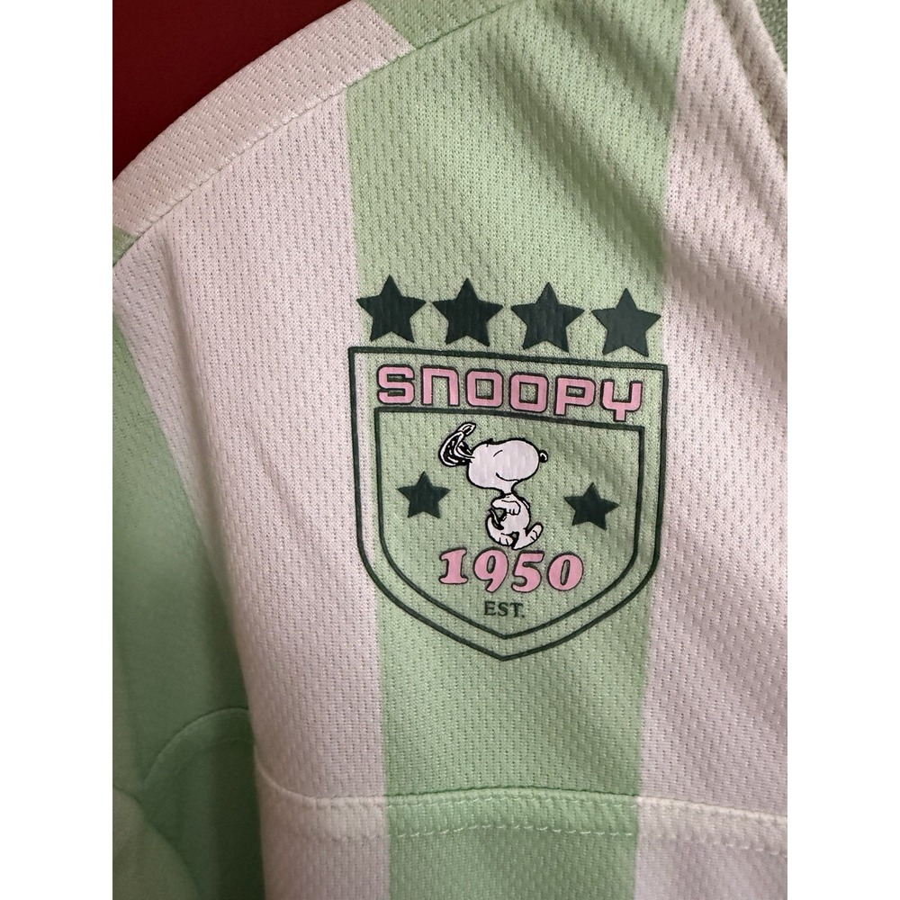Peanuts Snoopy Hybrid Apparel V-Neck Striped Mesh Jersey Women's L Polyester - Picture 5 of 7